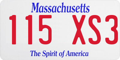 MA license plate 115XS3