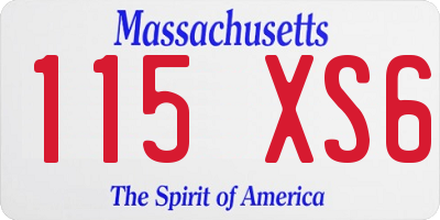 MA license plate 115XS6