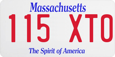MA license plate 115XT0
