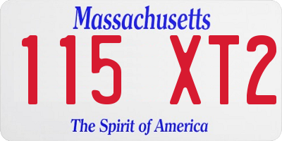 MA license plate 115XT2