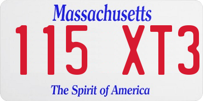 MA license plate 115XT3
