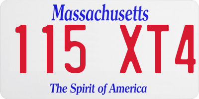 MA license plate 115XT4