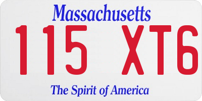MA license plate 115XT6