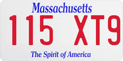 MA license plate 115XT9