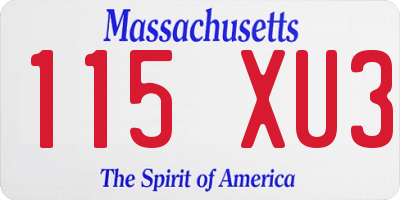 MA license plate 115XU3