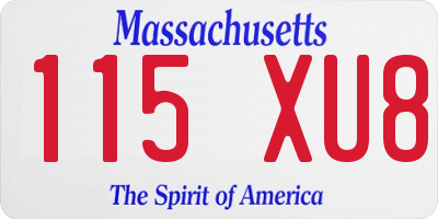 MA license plate 115XU8