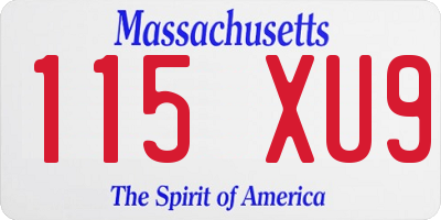 MA license plate 115XU9