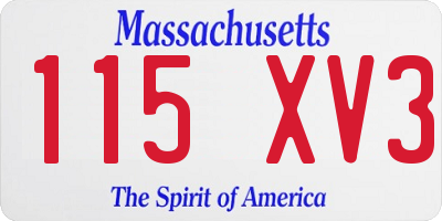 MA license plate 115XV3