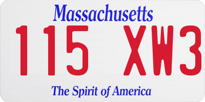 MA license plate 115XW3