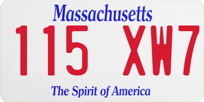 MA license plate 115XW7