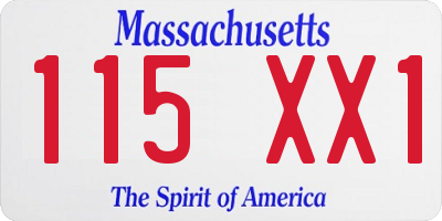 MA license plate 115XX1
