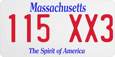 MA license plate 115XX3