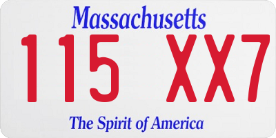 MA license plate 115XX7