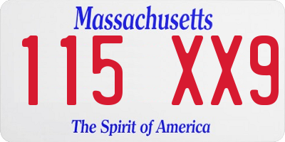 MA license plate 115XX9