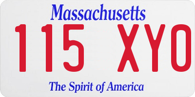 MA license plate 115XY0