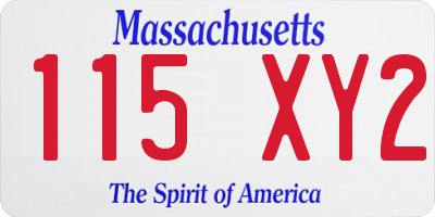 MA license plate 115XY2