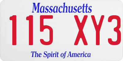MA license plate 115XY3