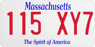 MA license plate 115XY7