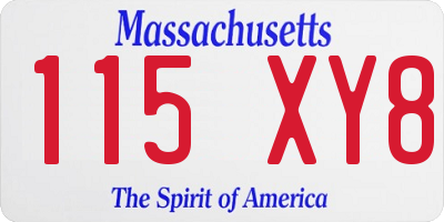 MA license plate 115XY8