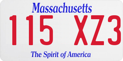 MA license plate 115XZ3