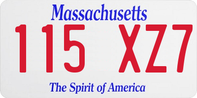 MA license plate 115XZ7