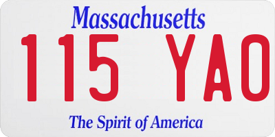 MA license plate 115YA0