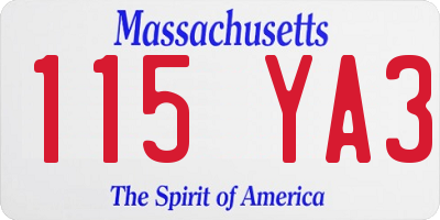 MA license plate 115YA3