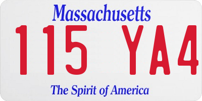 MA license plate 115YA4