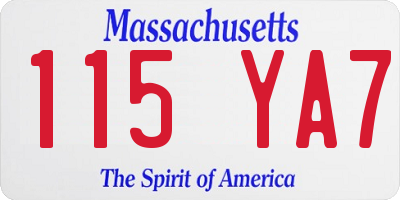 MA license plate 115YA7