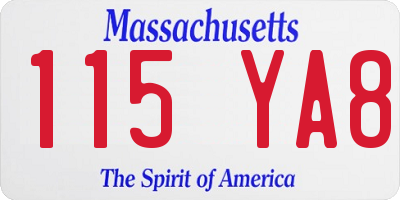 MA license plate 115YA8
