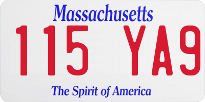 MA license plate 115YA9