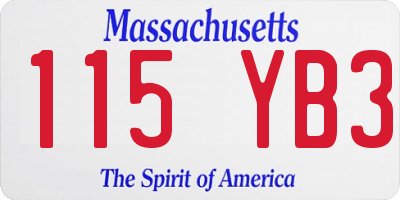 MA license plate 115YB3