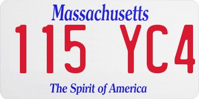 MA license plate 115YC4