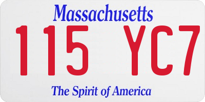 MA license plate 115YC7