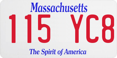 MA license plate 115YC8