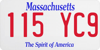 MA license plate 115YC9