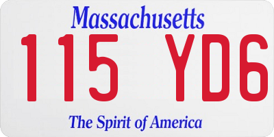 MA license plate 115YD6