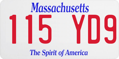 MA license plate 115YD9