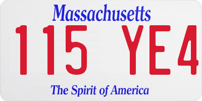 MA license plate 115YE4