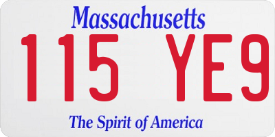 MA license plate 115YE9
