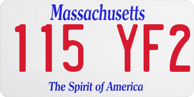 MA license plate 115YF2