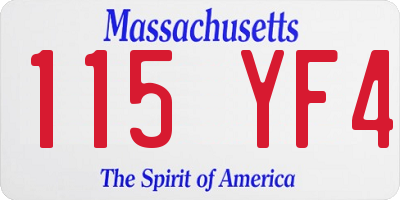 MA license plate 115YF4
