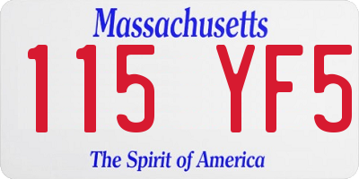 MA license plate 115YF5