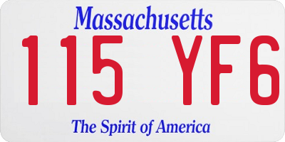 MA license plate 115YF6