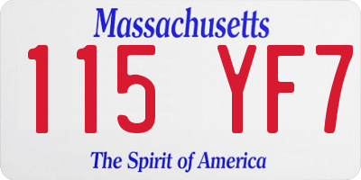 MA license plate 115YF7