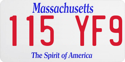 MA license plate 115YF9