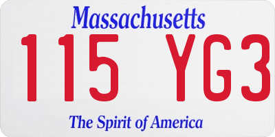 MA license plate 115YG3