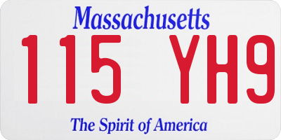 MA license plate 115YH9