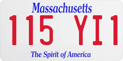 MA license plate 115YI1