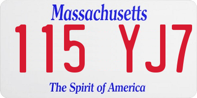 MA license plate 115YJ7